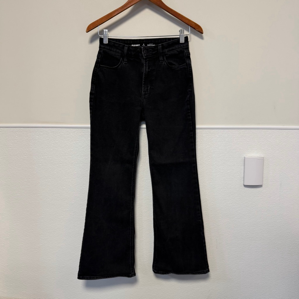 Women's Old Navy High-Rise Wow Flare Jeans in Black, Size 0 Short Bell Bottoms - Picture 9 of 16
